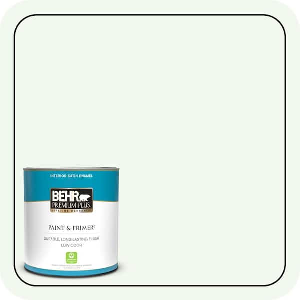 BEHR PREMIUM PLUS 1 qt. #GR-W05 Unwind Satin Enamel Low Odor Interior Paint & Primer