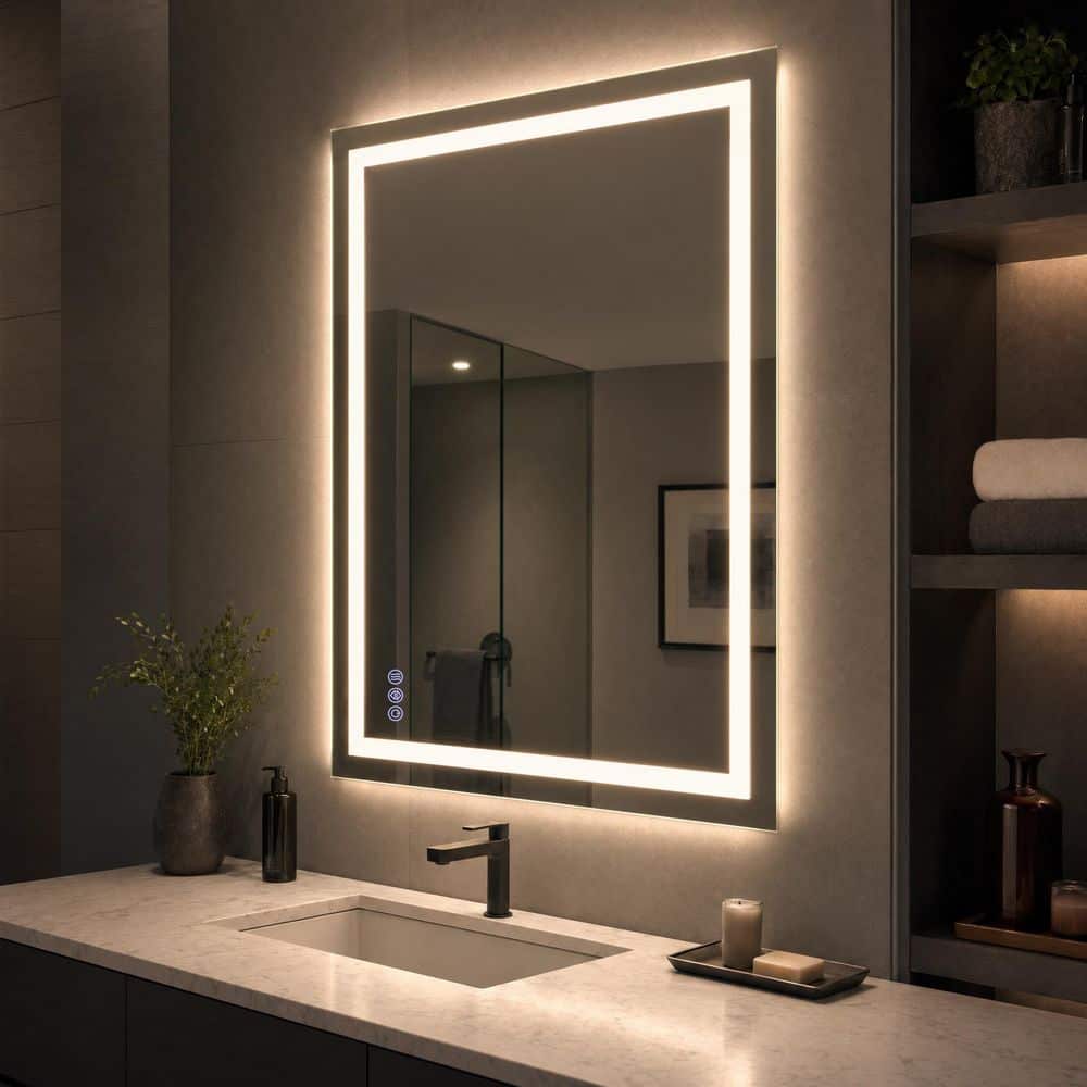 YVANLA LED 28 in. W x 36 in. H Rectangle Anti-Fog Adjustable Light