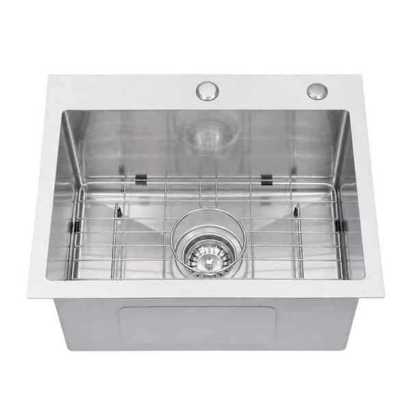 20 in. x 16 in. Drop-In Single Bowl 18 Gauge Stainless Steel Kitchen Sink with 3D Embossed Surface and Accessories