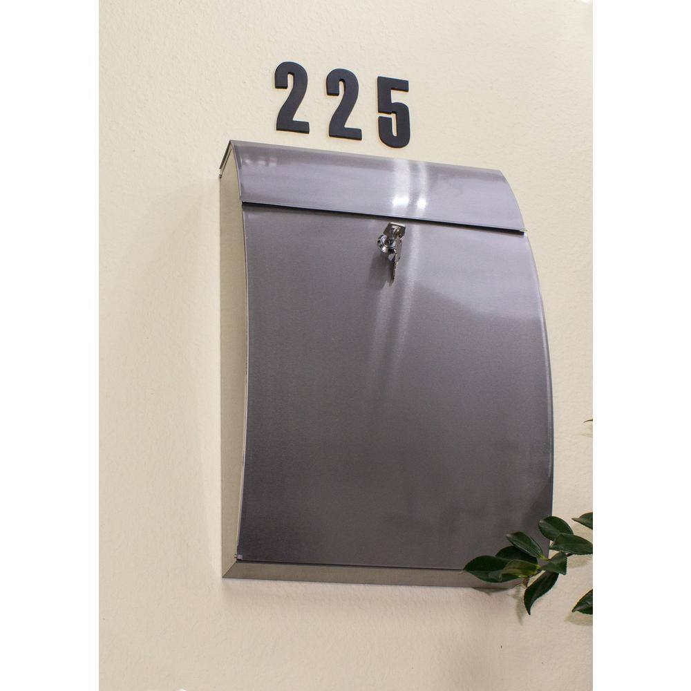 Glacial Silver Stainless Steel Lockable Wall Mount Mailbox
