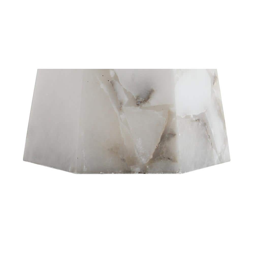 Xio 25.5" White Alabaster LED Table Lamp with Brass Accents