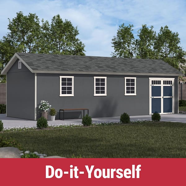 DIY Beachwood 28 ft. x 10 ft Wooden Outdoor Storage Garden Shed with Floor Windows, and Double Door (280 sq. ft. )