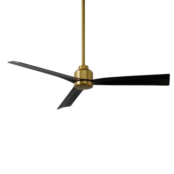 WAC Lighting Clean 52 in. Indoor/Outdoor 3-Blade Smart Ceiling Fan in Soft Brass/Matte Black with Remote Control