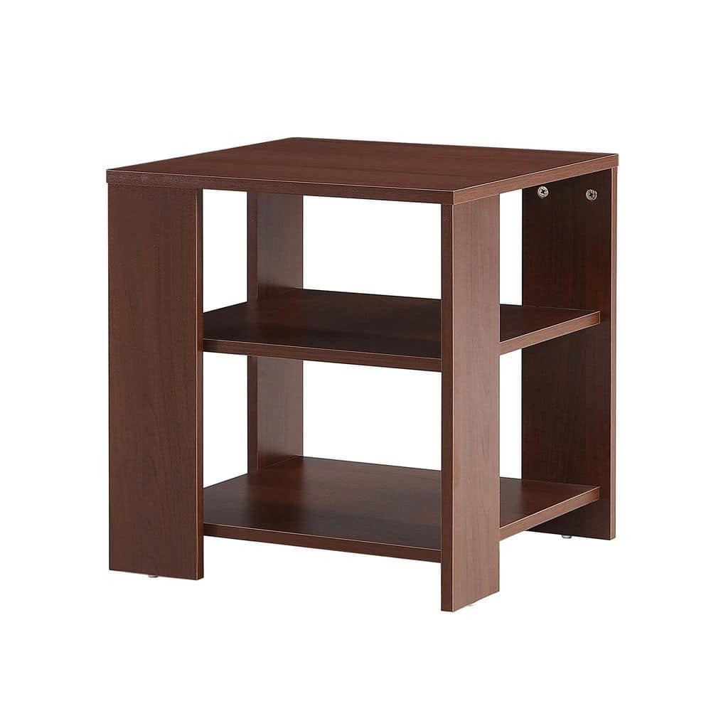 17.7 in. Brown Square Wood MDF 3 Tier End Table Side Table