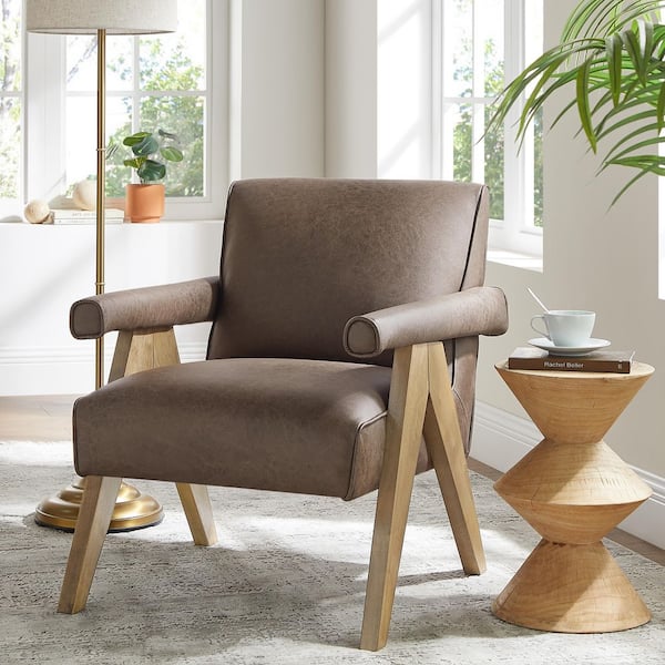 Navassa Espresso Faux Leather Arm Chair