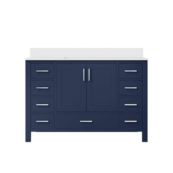 Jacques 48 in. W x 22 in. D Navy Blue Bath Vanity with Cultured Marble Top