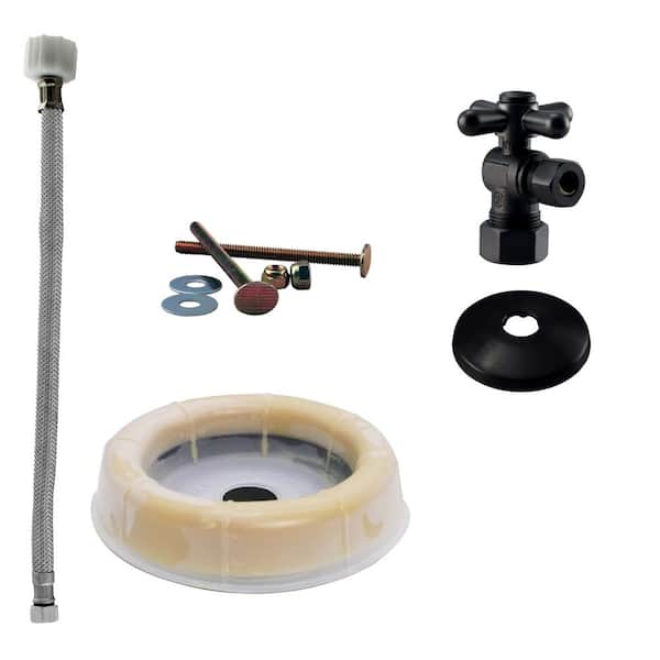 Westbrass 1/2 in. Nominal Compression Cross Handle Angle Stop Toilet Supply Kit in Matte Black