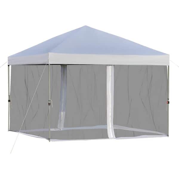 Tidoin 10 ft. x 10 ft. White Portable Gazebos with Removable Sidewalls Mesh and Curtains Carrying Bag