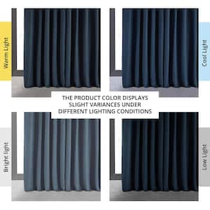 Midnight Blue Extra Wide Velvet Rod Pocket Blackout Curtain - 100 in. W x 108 in. L (1 Panel)