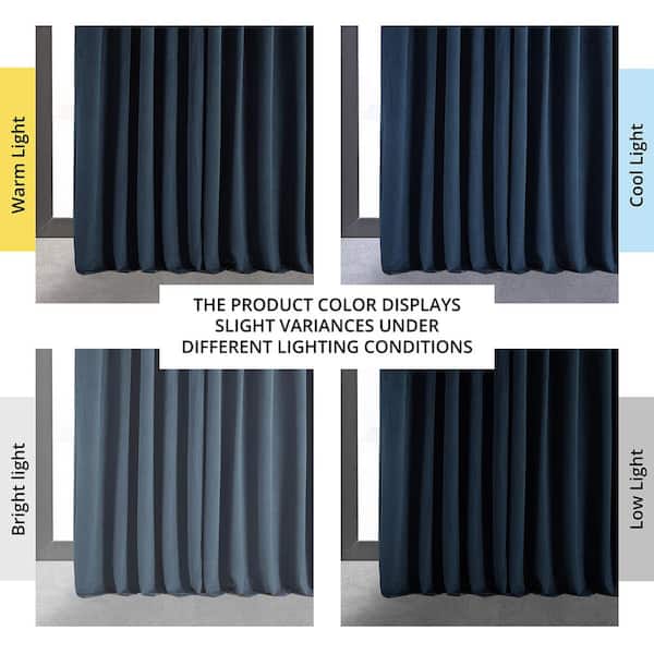 Midnight Blue Velvet Rod Pocket Blackout Curtain - 100 in. W x 96 in. L (1 Panel)