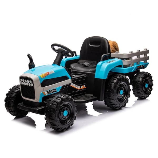 Siavonce Ride on Tractor2.0 with Trailer,24V Battery Powered Electric Tractor Toy, 200w*2motor 1.86-4.97MPH/Remote Control