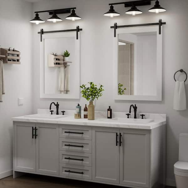 22 in. W x 30 in. H Large Square Mirrors Wood Framed Mirrors Wall Mirrors  Bathroom Vanity Mirror Barn Mirror in Black