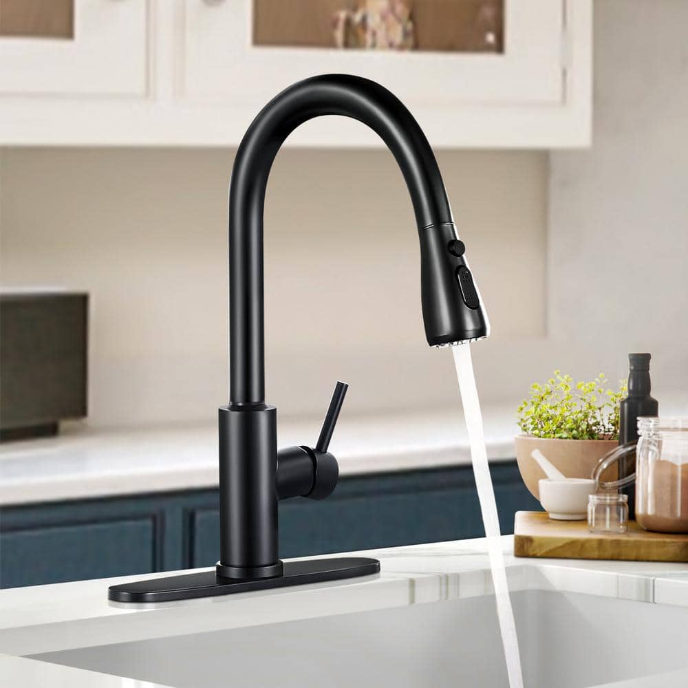 Matte Black Stainless Steel Pull Down Kitchen Faucet