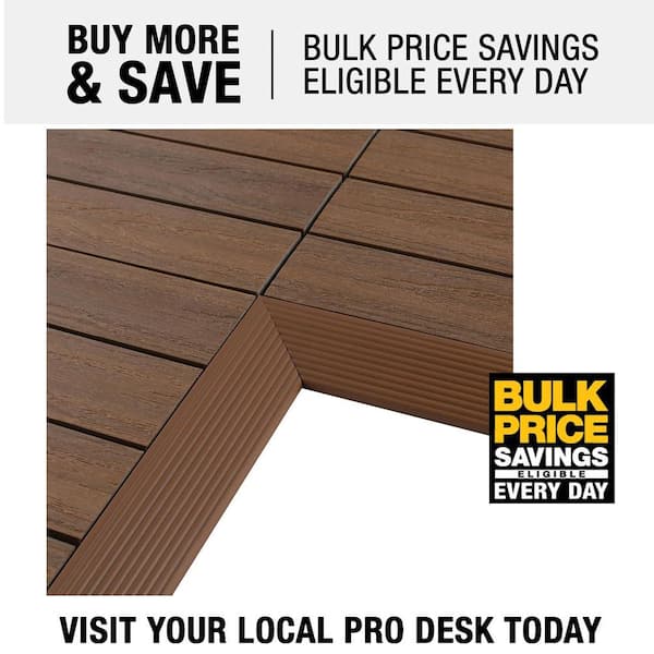 NewTechWood 1/6 ft. x 1 ft. Quick Deck Composite Deck Tile Inside Corner Fascia in Peruvian Teak (2-Pieces/Box)