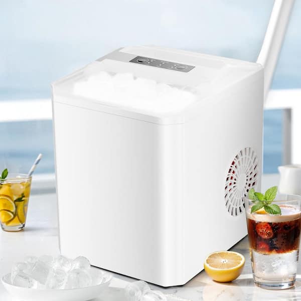 41 oz. Stainless Steel Snow Cone Machine in White with Ice Maker, Self Cleaning