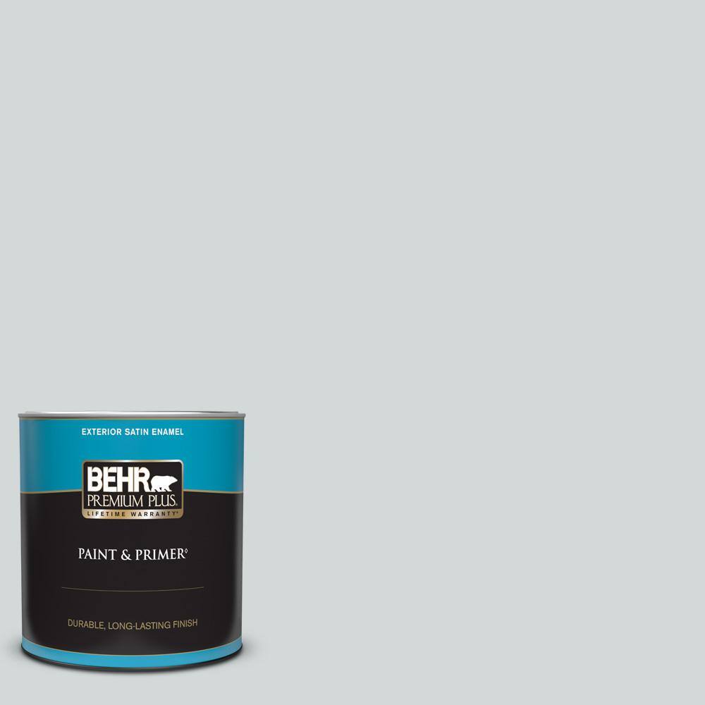 BEHR PREMIUM PLUS 1 qt. PPU2612 Solemn Silence Satin Enamel Exterior Paint & Primer 905004