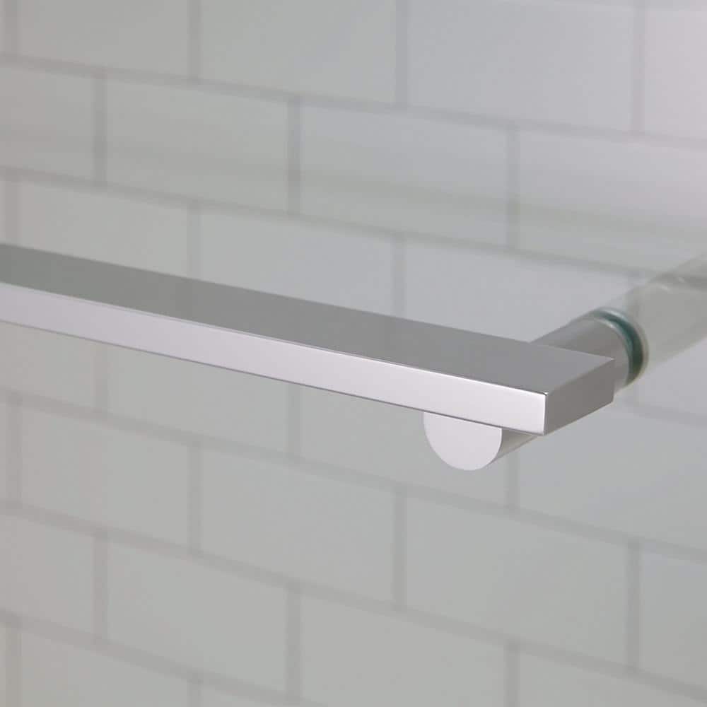 Bright Polished Silver Frameless Sliding Shower Door with Crystal Clear Glass