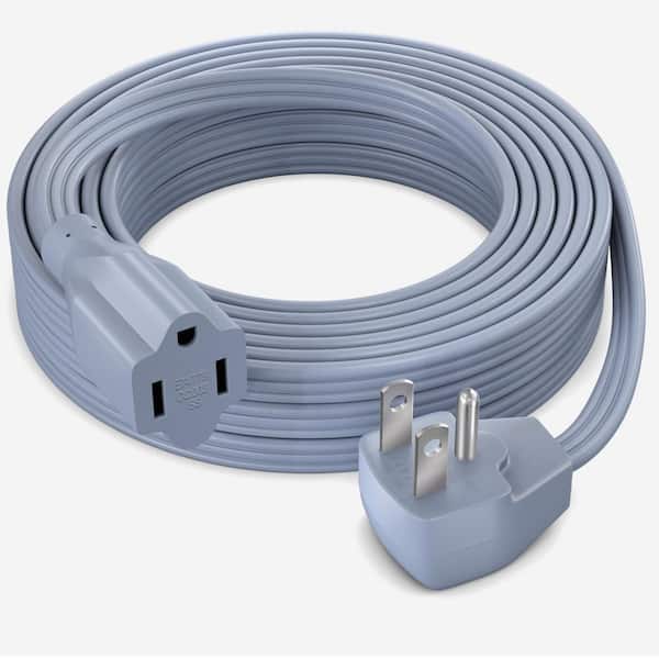 20 ft. 14 / 3 Medium / Heavy Duty Indoor Extension Cord Flat Plug Flat Wire 15 Amp Gray
