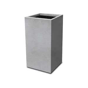 28 in. H Square Concrete Tall Planter, Large Outdoor Indoor Planter Pots Lightweight with  Drainage Holes