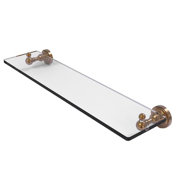 Allied Brass Dottingham 22 in. L x 3 in. H x 5 in. W Clear Glass Vanity Bathroom Shelf in Brushed Bronze