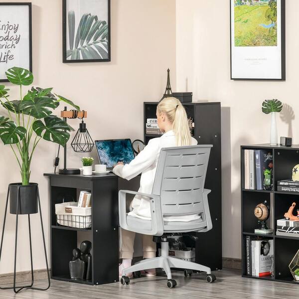 BOSS Office Products High Back Desk Chair Grey Vinyl Chrome Frame and Base  Ribbed Styling Cushion Padded Arms Pnuematic Lift B696CRB-GY - The Home  Depot