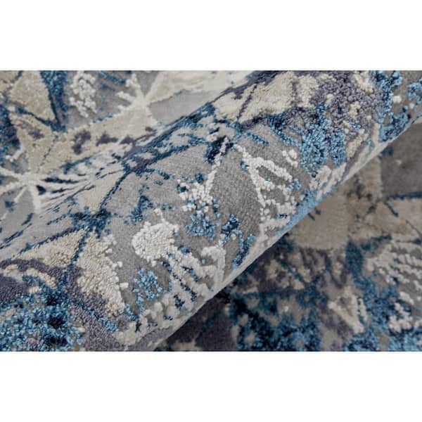 2 ft. x 8 ft. Blue, Gray Geometric Runner Rug