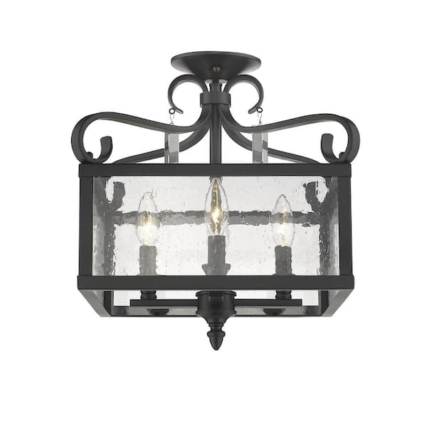 Golden Lighting Valencia 4-Light Black Semi-Flush Mount/Pendant