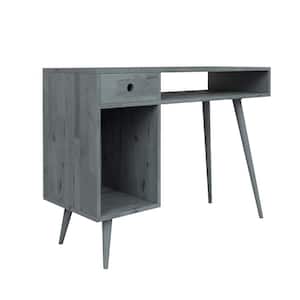 Freemont 39.4 in. W Gray Rectangular Mid-Century Modern Study Desk with Storage