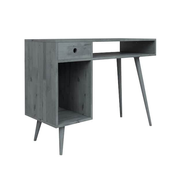 Handy Living Freemont 39.4 in. W Gray Rectangular Mid-Century Modern Study Desk with Storage
