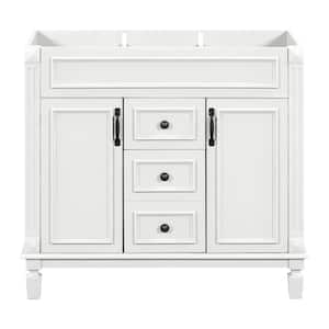 35.9 x 17.9 x 34 In. White Vertical Bathroom Cabinet with 2 Drawers and 2 Soft Close Doors, Top Sink Not Included