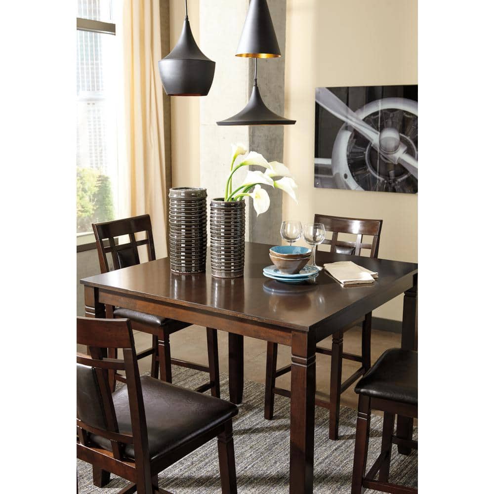 Transitional Warm Brown 5-Piece Counter Height Square Dining Set