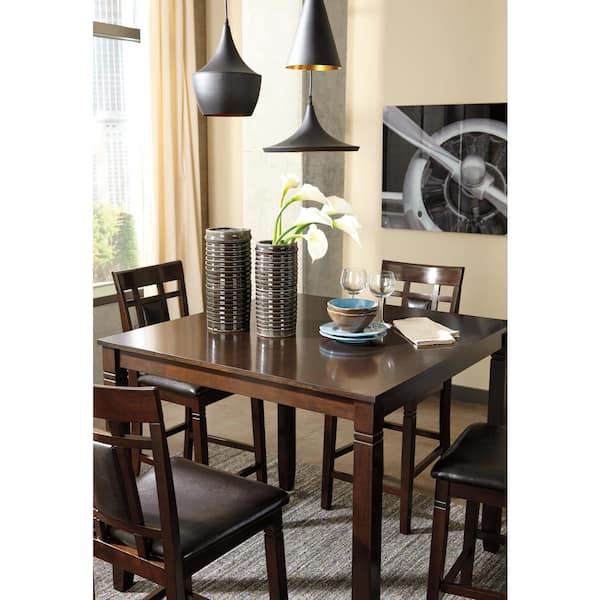 Bennox 5-Piece Square Brown Wood Top Dining Room Set Seats 4