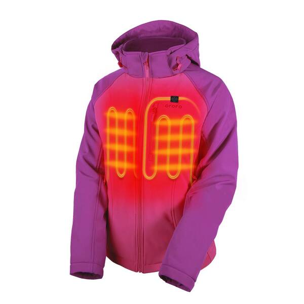 ORORO Women's Medium Purple/Pink 7.2-Volt Lithium-Ion Slim Fit Heated  Jacket with (1) 5.2 mAh Battery Pack and Detachable Hood 2201-A01-2704 -  The Home Depot