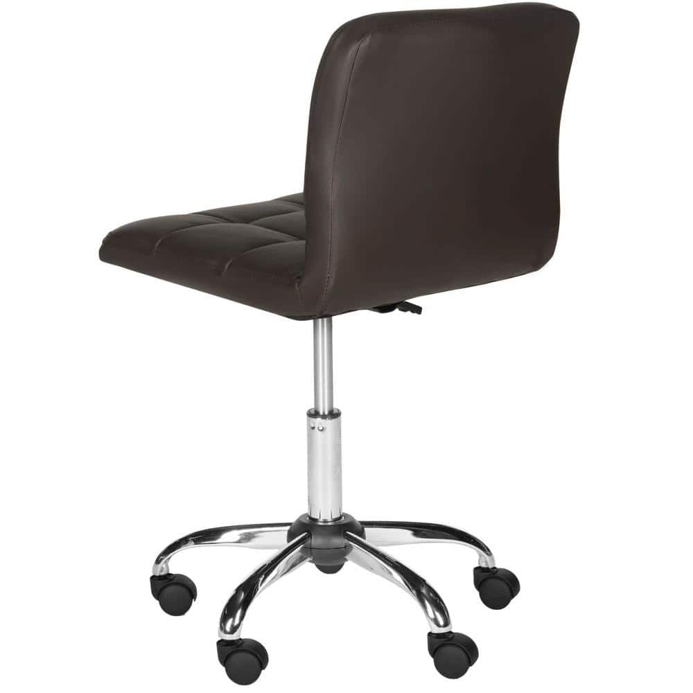 Brunner 32" Brown Leather and Metal Armless Task Chair