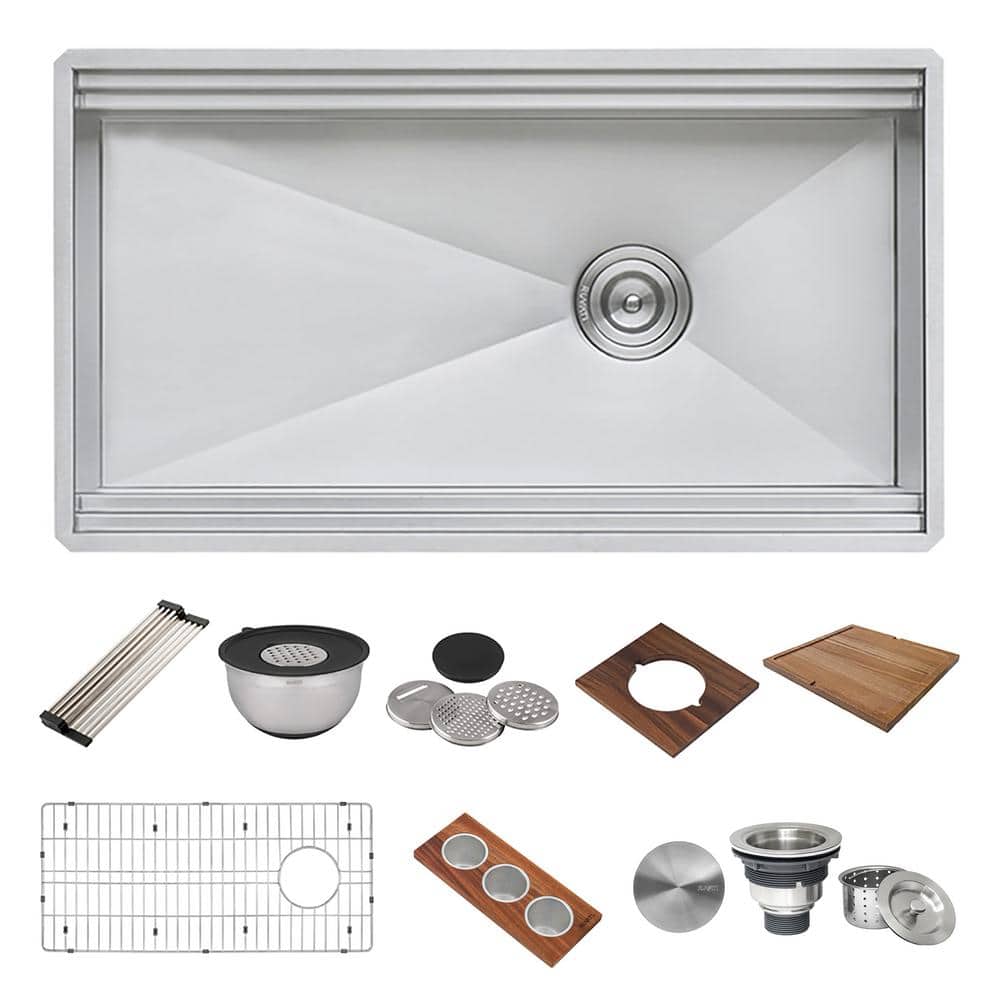 Ruvati 36" Stainless Steel Dual Tier Workstation Kitchen Sink