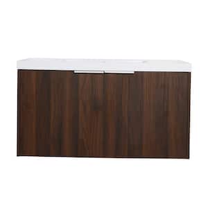 36 in. W x 18 in. D x 19.30 in. H Freestanding Bath Vanity in California Walnut with White Resin Sink and Top