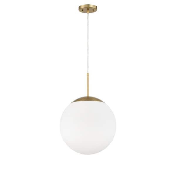 CRAFTMADE Gaze 60-Watt 1-Light Satin Brass Finish Dining/Kitchen Island 12 in. Pendant / Frost White Glass Shade No Bulbs Included