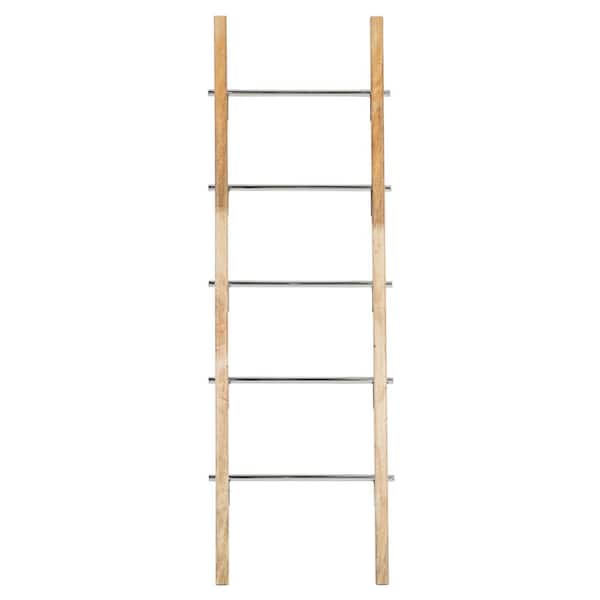 Litton Lane 59 in. Brown Stainless Steel Contemporary Ladder
