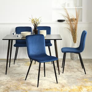 Scargill Blue Velvet Upholstered Side Dining Chairs ( Set of 4 )