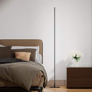 57.5 in. Black LED Dimmable Standing Floor Lamp for Living Room with Remote Control (Set of 2)