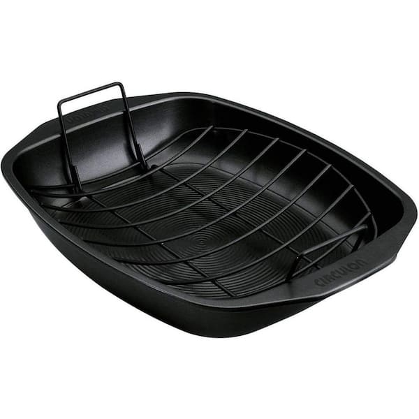 Adrinfly Ulti mum 9 qt. Black Carbon Steel Non-Stick Oven Roasting Pans with Rack