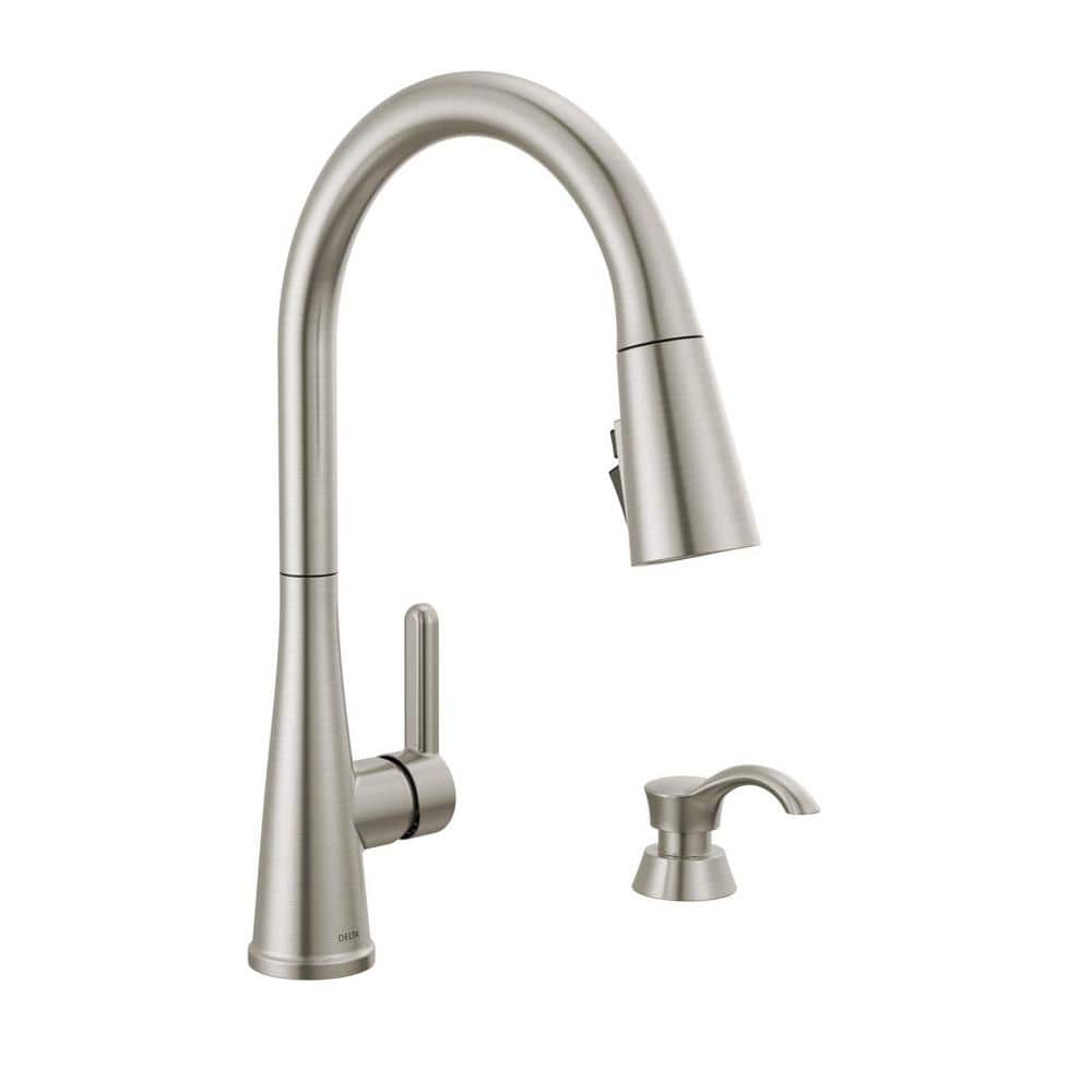 Spotshield Stainless Steel Pull-Down Kitchen Faucet with Soap Dispenser