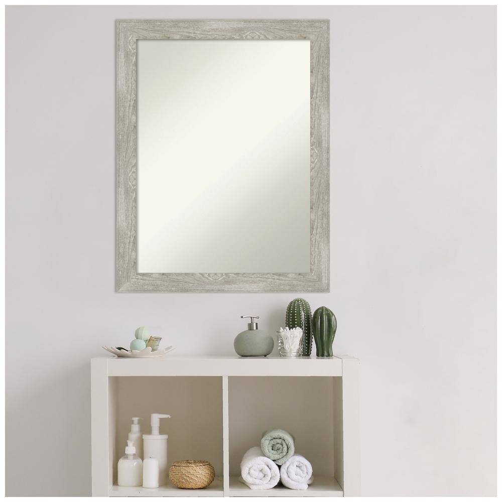 Dove Greywash Rectangular Wood Bathroom Vanity Mirror