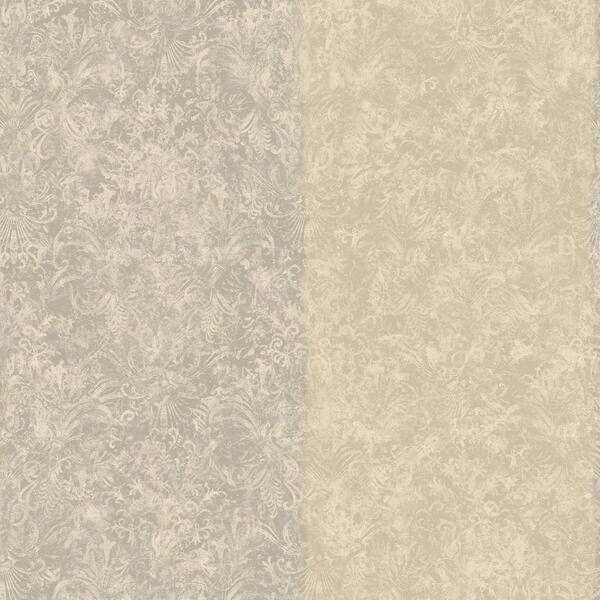 The Wallpaper Company 8 in. x 10 in. Earth Tone Striped Damask Wallpaper Sample