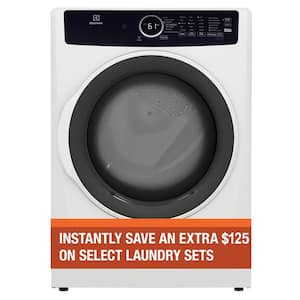 8 cu. ft. Electric Dryer Vented Front Load Perfect Steam Dryer with Instant Refresh in White