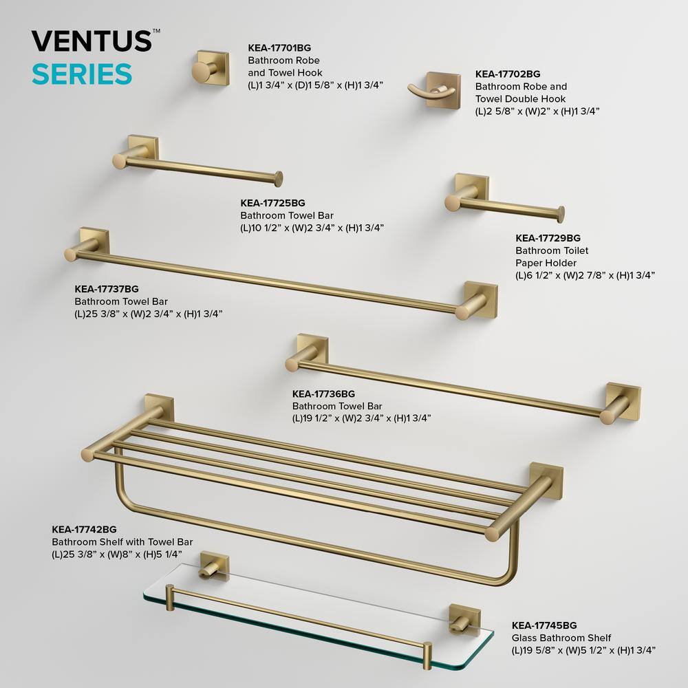 Brushed Gold Wall Mounted Towel Rack with Shelf