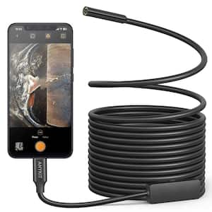 Type-C Endoscope Camera with 8 Adjustable LED Lights and Semi-Rigid Cable in Black