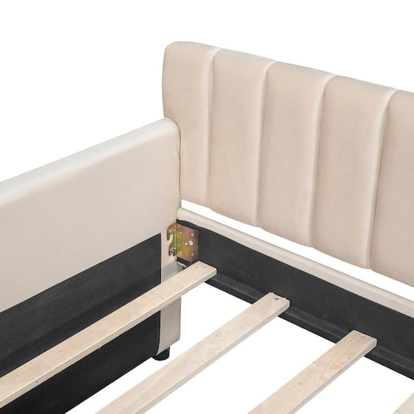 Harper & Bright Designs Beige Twin Size Upholstered Velvet Daybed