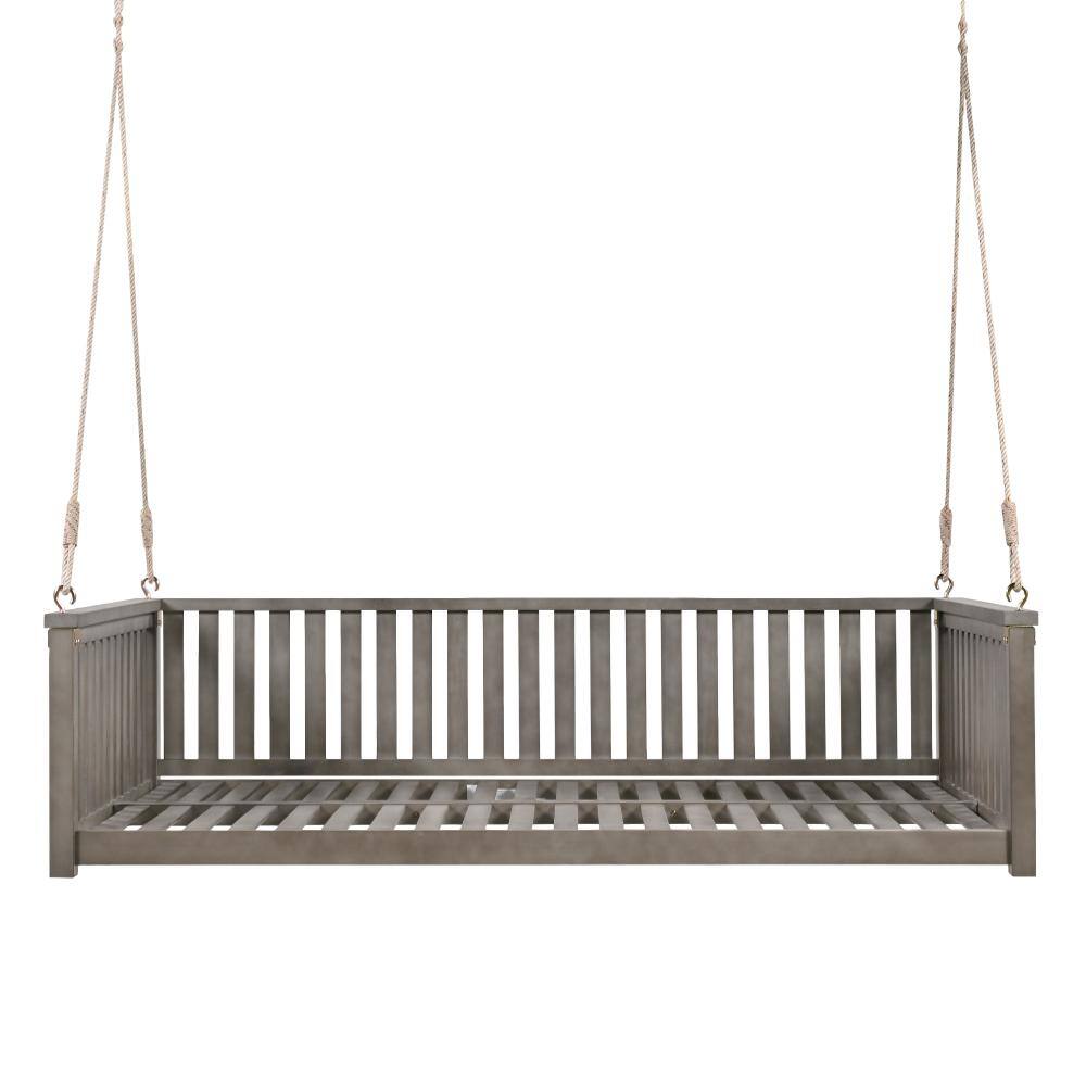 Gray Twin Size Garden Swing Bed Wood Porch Swing with Ropes for Backyard price history on PriceWatchPro