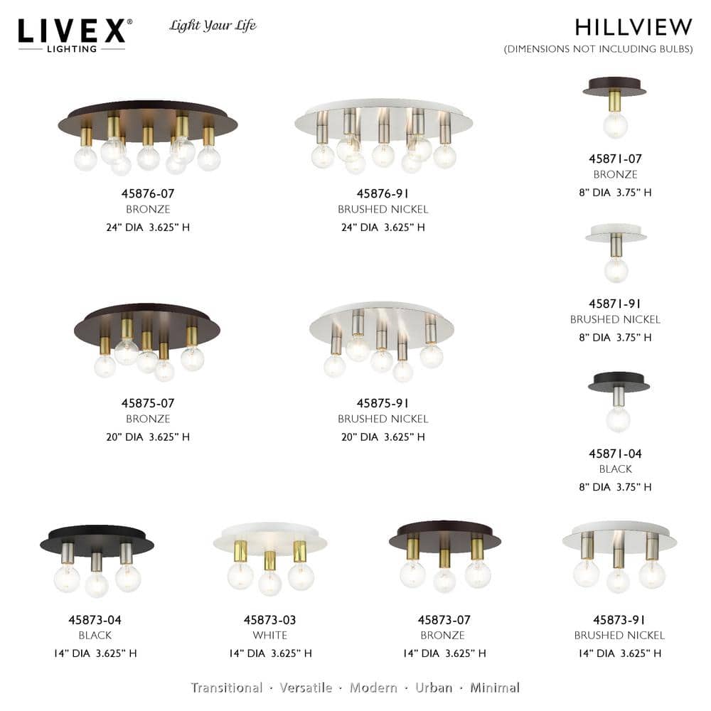 Hillview Transitional Bronze & Satin Brass 7-Light Flush Mount